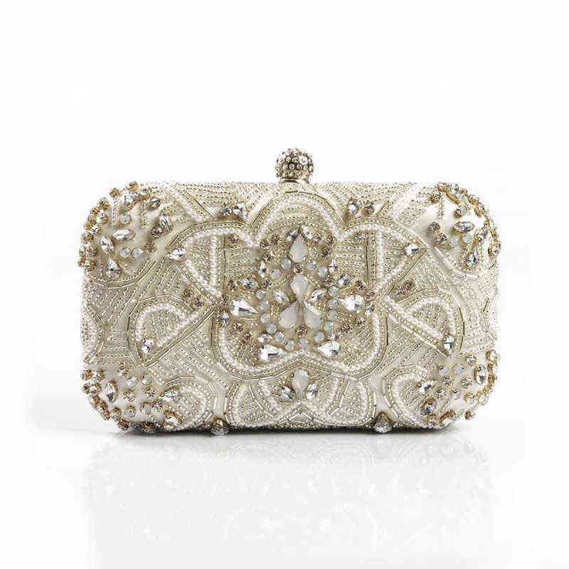 CMM Evening Bags Handmade Women Luxury Pearl Diamonds Clutch Party Elegant Wedding Bridal Handbag Shoulder with Chain