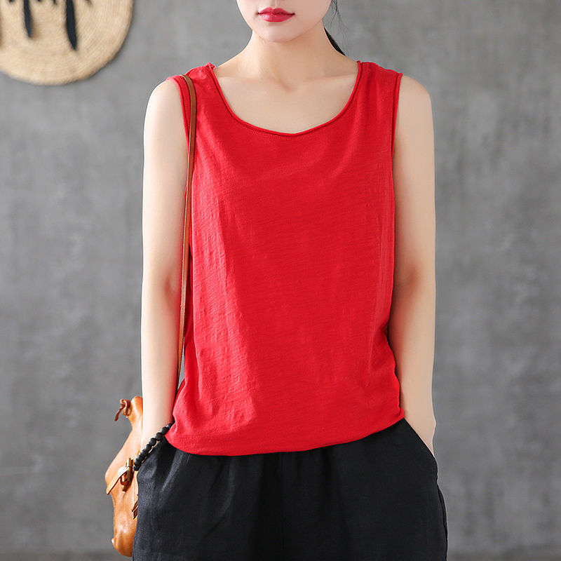 100% Cotton Loose Tank Tops Summer Style Women Casual Solid Plus Size Female Basic Sleeveless High Quality D363 220316