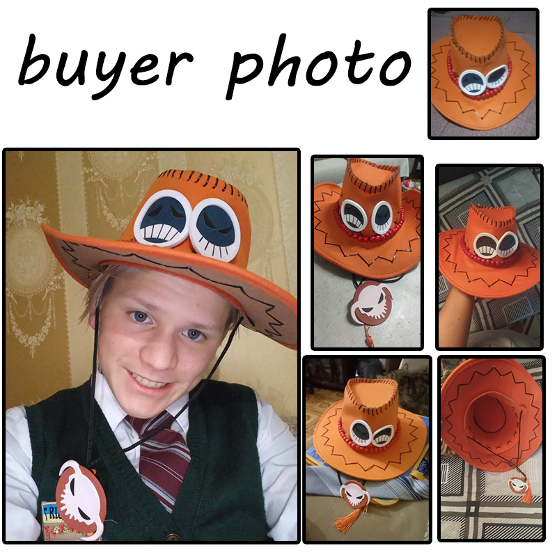 Anime D Ace Luffy Cosplay ace Hats sombrero luffy Adult Halloween Unisex Cowboy Cap Cartoon Headwear Costume Accessories 220513