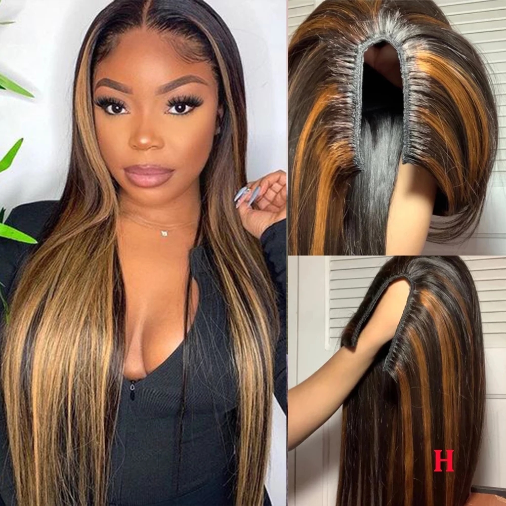 Bone Silky Straight U Part Wig Highlight Blonde V Parts Wig Human Hair 100% Brazilian Virgin Hairs For Women 180%Density Half Wigs, As picture color
Bone Silky Straight U Part Wig Highlight Blonde V Parts Wig Human Hair 100% Brazilian Virgin Hairs For Women 180%Density Half Wigs, As picture color