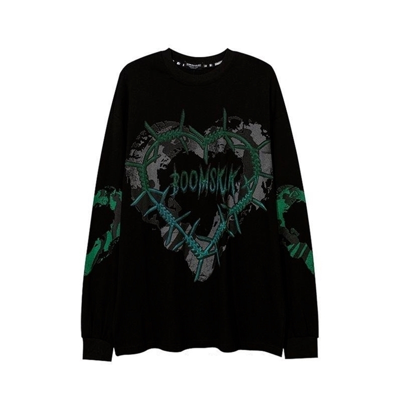 HOUZHOU Gothic Punk Green Print Long Sleeve T-shirt Grunge Oversize Harajuku Streetwear O-neck Black Top Pullover 220401
HOUZHOU Gothic Punk Green Print Long Sleeve T-shirt Grunge Oversize Harajuku Streetwear O-neck Black Top Pullover 220401