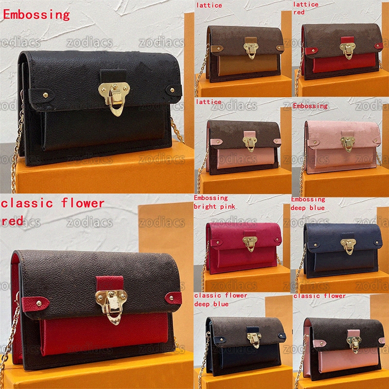Vavin Chain Wallet Crossbody Bag Flip Handbag Vavin Bb Bag Pm Wallets Large Flat Zipped Coin Pocket Closure Gold-Color Lock Classic Embossed Print Pocke