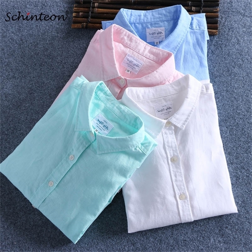Schinteon Men Spring Summer Cotton Linen Shirt Slim Casual Long Sleeves Square Collar Comfortable Undershirt Male 3XL 4XL 220401
