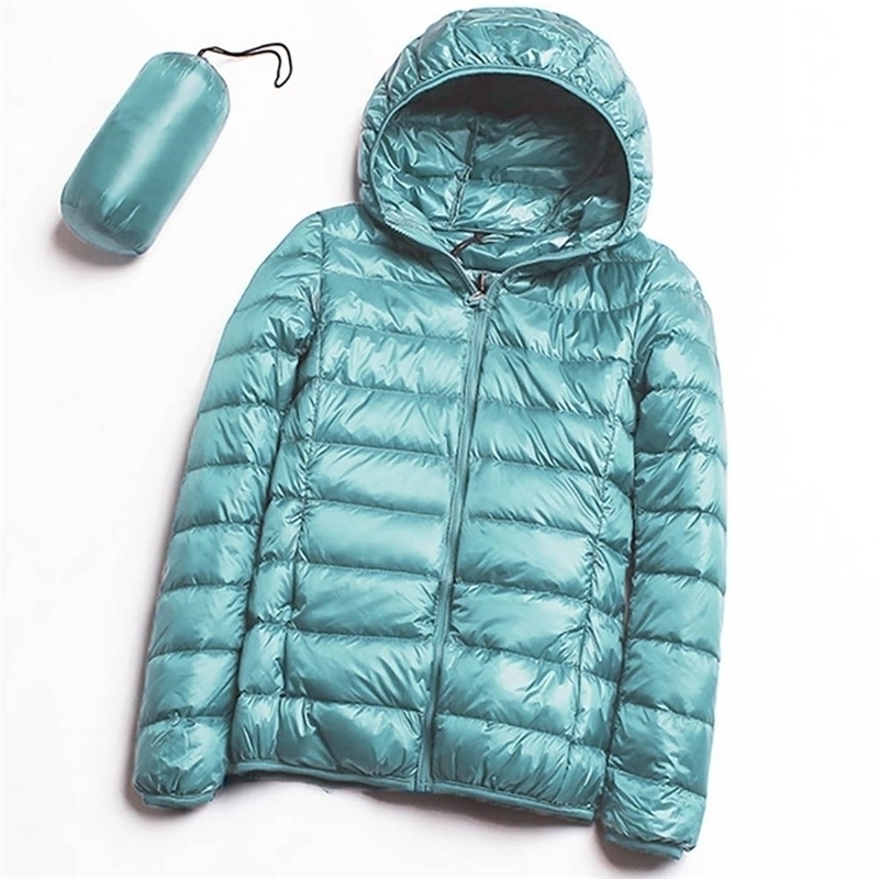 Coats Outwear Warm Hooded Down Jacket Ultra Light Autumn Winter Women Short Jacket Duck Down Coat Windbreaker Plus 5XL 6XL 201029