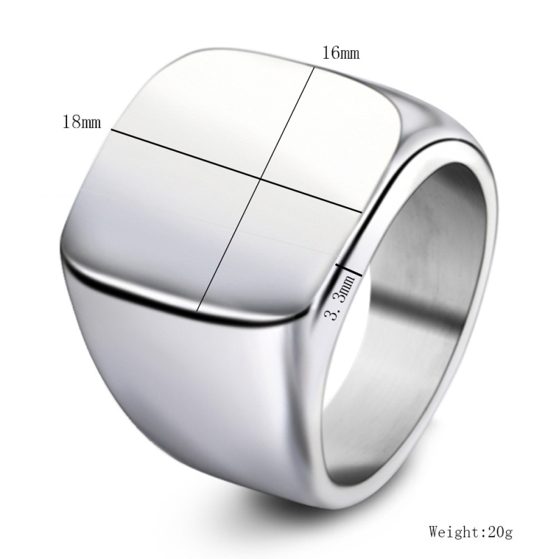 Smooth Surface Custom Signet Logo Stainless Steel Ring Men Style Customized Name Words Engraved Jewelry