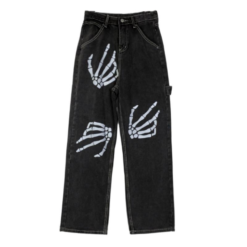 Women' Jeans Women Harajuku Streetwear Loose Wide Leg Pants Straight Vintage Washed Skull Bone Print Casual Denim Trousers Man Female, Black
Women' Jeans Women Harajuku Streetwear Loose Wide Leg Pants Straight Vintage Washed Skull Bone Print Casual Denim Trousers Man Female, Black