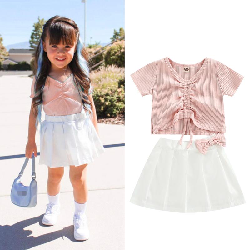 Clothing Sets 2pcs Lovely Kids Girls Clothes 1-6Y Solid Knit Short Sleeve V Neck Drawstring Ribbed T-shirt Bow Pleated SkirtsClothing, As pic
Clothing Sets 2pcs Lovely Kids Girls Clothes 1-6Y Solid Knit Short Sleeve V Neck Drawstring Ribbed T-shirt Bow Pleated SkirtsClothing, As pic