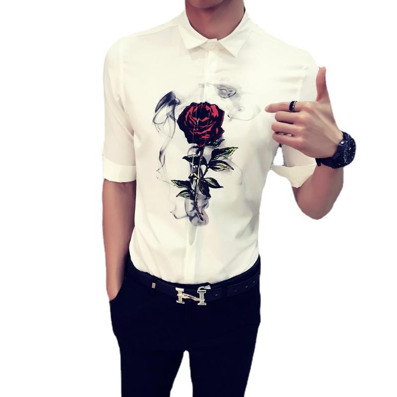 Men's Casual Shirts White Half Sleeve Shirt Men Clothing Fashion 3D Printed Slim Fit Male Prom Party KTV Tops Size 3XL-S, White;black
Men's Casual Shirts White Half Sleeve Shirt Men Clothing Fashion 3D Printed Slim Fit Male Prom Party KTV Tops Size 3XL-S, White;black