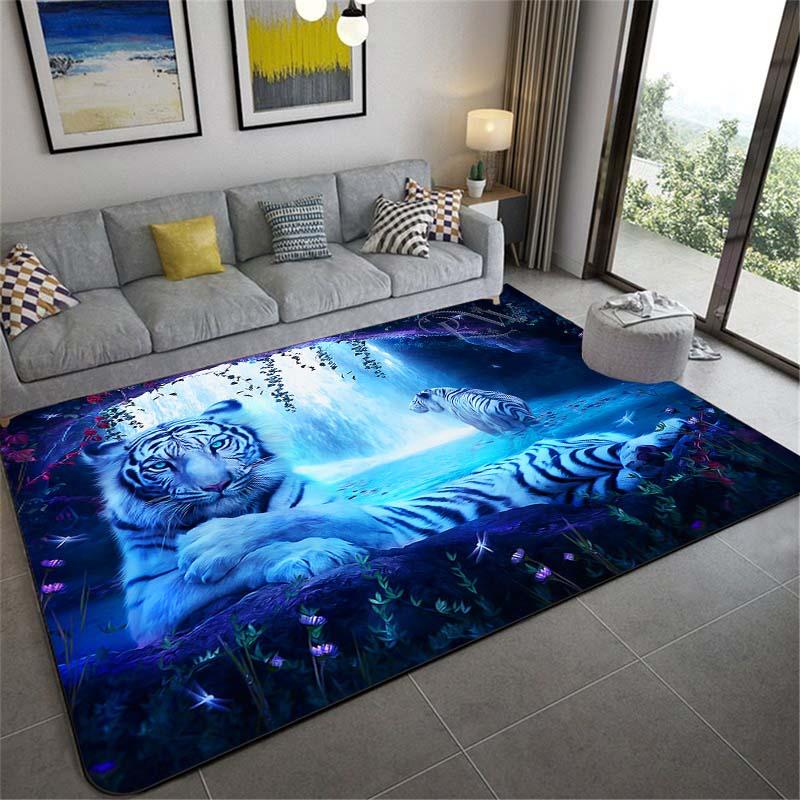 Carpets 3D Leopard Tiger Lion Cat Nonslip Area Rugs Large Mat For Living Room Comfortable Carpet Soft Floor Bedroom2668066