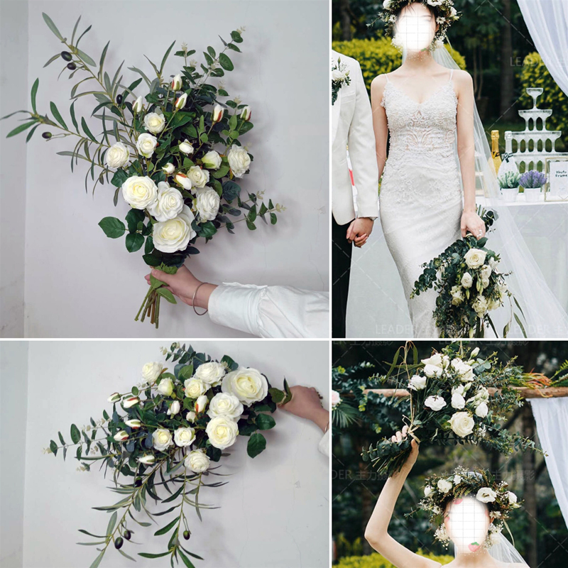 Wedding photography props simulation hand holding flowers Sen Department big bunch bride holding flowers calla lily creative bouquet new