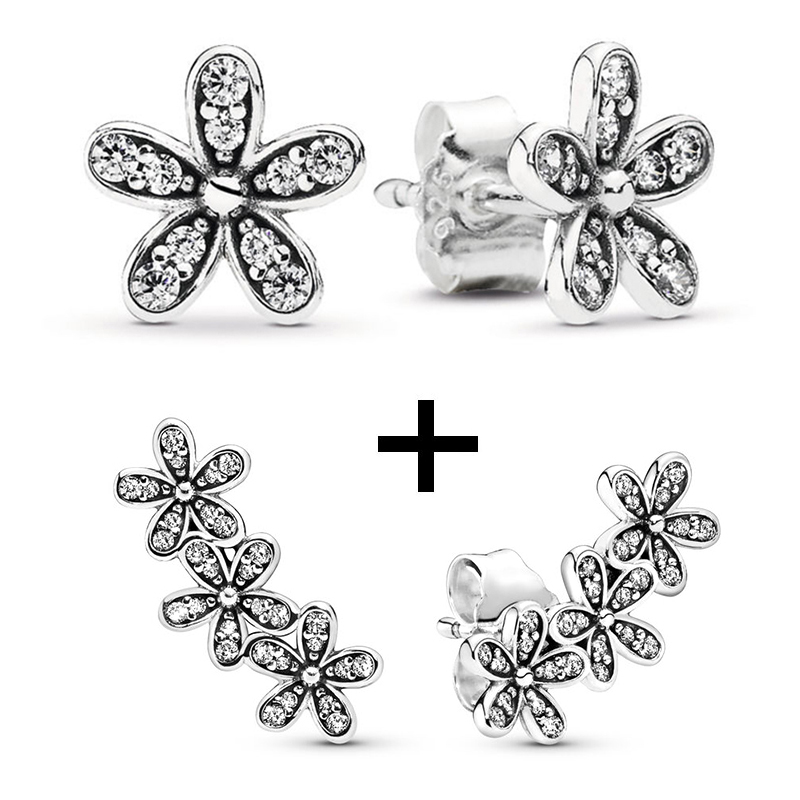 New Popular 925 Sterling Silver Silver Crown Round Stud Earrings Transparent CZ For Earrings Women Wedding Jewelry Gift Special Offer