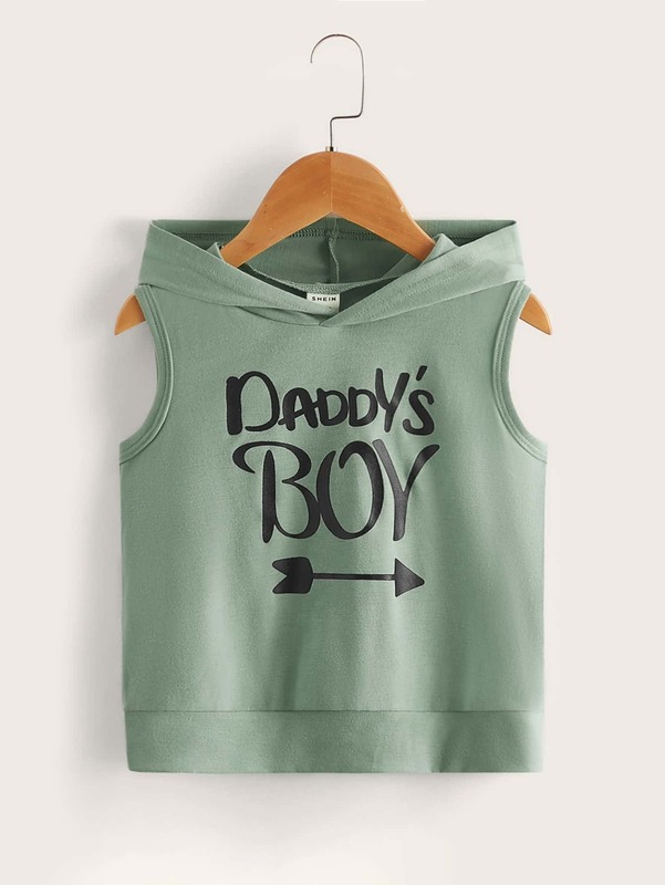 Toddler Boys Letter and Print Hooded Tank Top SHE01