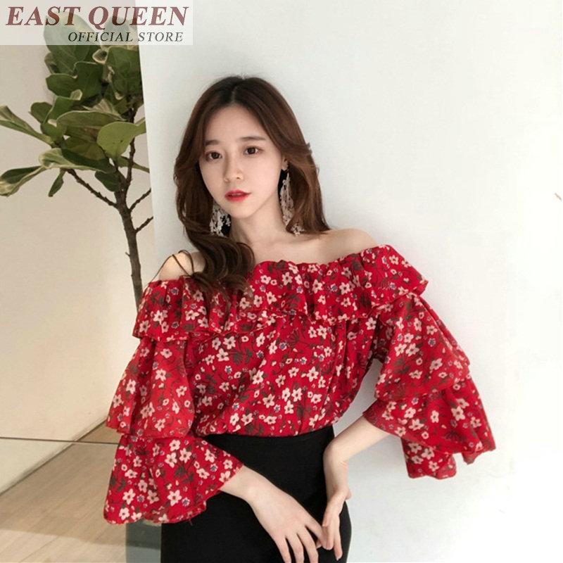 Women's Blouses & Shirts Chiffon Floral Print Blouse For Women Slash Neck Off Shoulder Three Quarter Flare Sleeve Ruffles Feminine DD813 L
Women's Blouses & Shirts Chiffon Floral Print Blouse For Women Slash Neck Off Shoulder Three Quarter Flare Sleeve Ruffles Feminine DD813 L