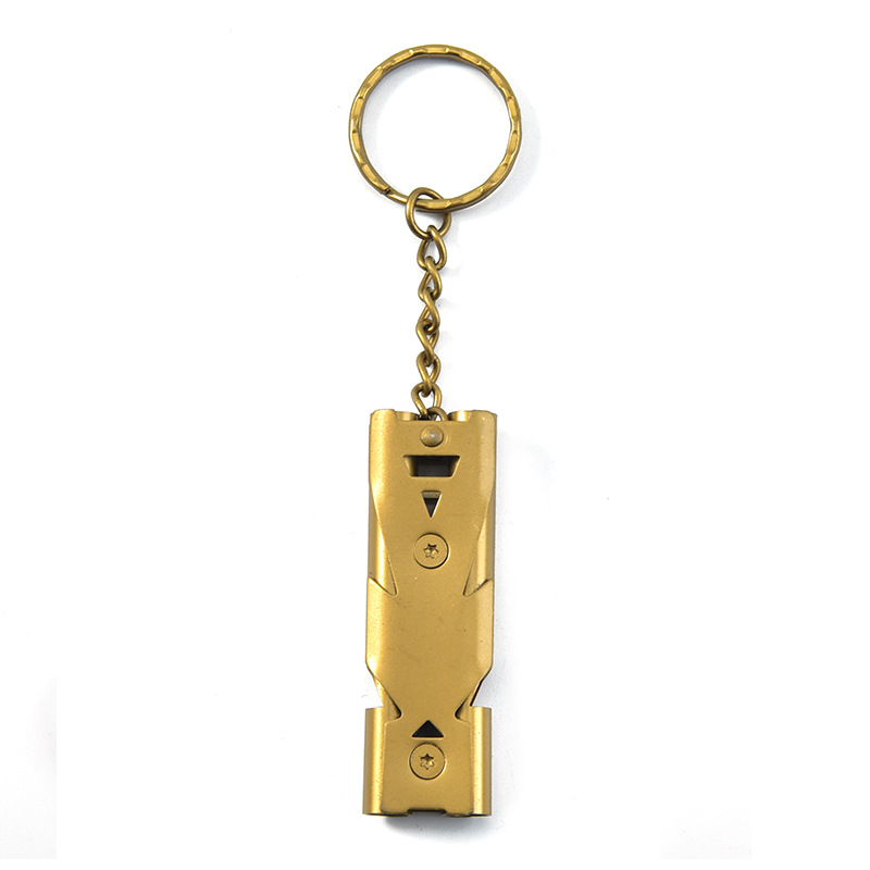 Whistles Keychains Ring Portable Stainless Steel Self Defense Key Chains Holder Fashion Car Keyrings Accessories Outdoor Survival Mini Double Tube EDC