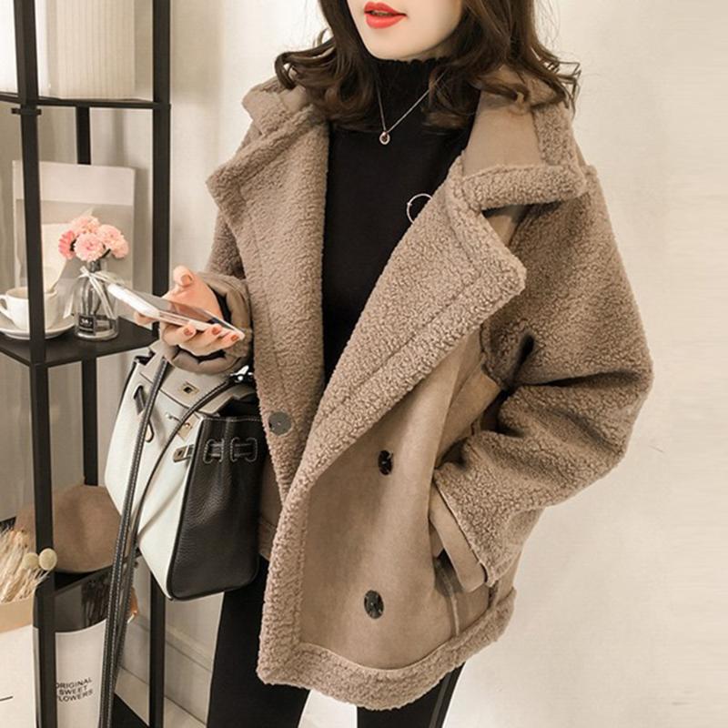 Women' Jackets Winter Jacket Lapel Lamb Wool Coat Female Loose BF Wind Fur Motorcycle Tide Thicken Warm Fashion Women CoatsWomen, Beige
Women' Jackets Winter Jacket Lapel Lamb Wool Coat Female Loose BF Wind Fur Motorcycle Tide Thicken Warm Fashion Women CoatsWomen, Beige