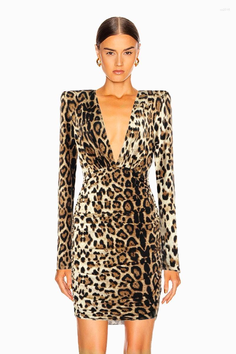 Casual Dresses 2022 Arrival Women Leopard V-neck Long Sleeve Vestidos Celebrity Evening Party Bodycon Bandage Dress, As pic
Casual Dresses 2022 Arrival Women Leopard V-neck Long Sleeve Vestidos Celebrity Evening Party Bodycon Bandage Dress, As pic