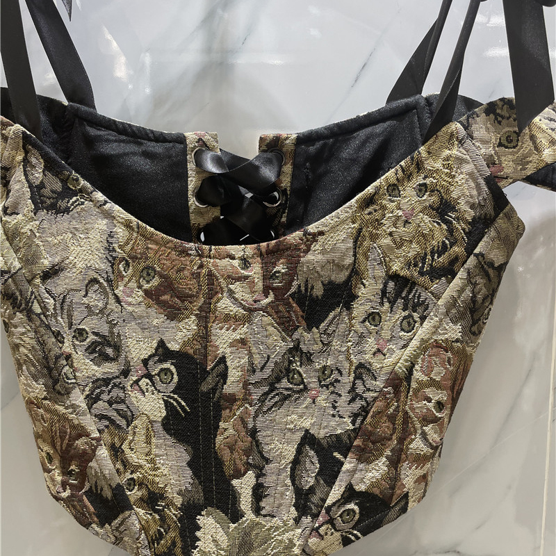 TWOTWINSTYLE Vintage Embroidered Vest For Women Square Collar Lace Up Sleeveless Tunic Sexy Camis Female Summer Fashion 220325