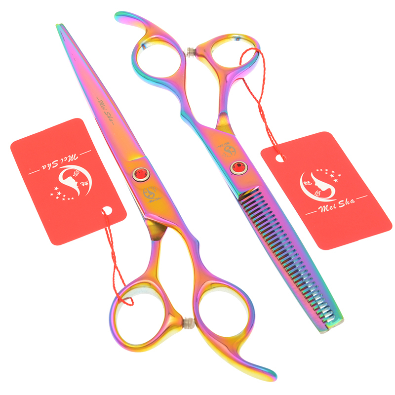 7.0 Inch Big Professional Hairdressing Cutting Scissors 6.5 Thinning Shears Salon Barbers JP440C Blue Hair Tesouras A0132A 220317