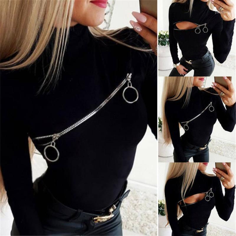 Fashion Long Sleeve Tee Shirt Ladies Sexy Zipper Hollow Out Blouses Tops Black High Neck Slim Blouse Tunic Top Streetwear1
Fashion Long Sleeve Tee Shirt Ladies Sexy Zipper Hollow Out Blouses Tops Black High Neck Slim Blouse Tunic Top Streetwear1