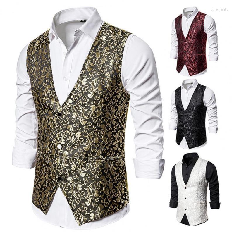 Men' Vests Men Vest Jacquard Single-breasted Spring Autumn Slim V Neck Suit For Wedding Guin22, Golden
Men' Vests Men Vest Jacquard Single-breasted Spring Autumn Slim V Neck Suit For Wedding Guin22, Golden