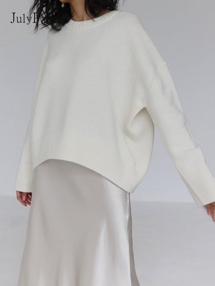 JulyPalette Autumn Winter Womens Kintted Sweaters Casual Basic Oneck Female Loose Warm Long Sleeve Knitwear Jumper 220817