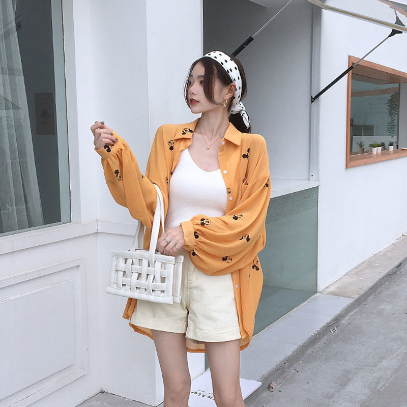 Women Spring Summer Style Transparent Chiffon Blouses Shirts Lady Casual Long Sleeve See Through Anti-sunshine Blusas Top ZZ0701 220516