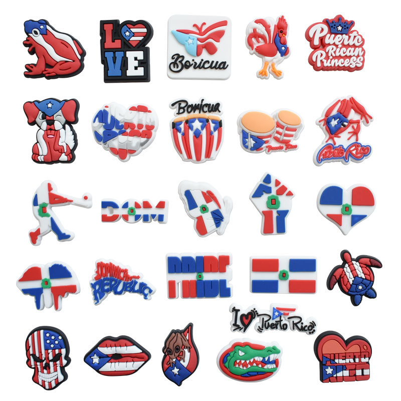 New Pvc Puerto Rican theme Croc Charms Shoe Decoration Buckle Accessories Clog Pins Buttons
New Pvc Puerto Rican theme Croc Charms Shoe Decoration Buckle Accessories Clog Pins Buttons