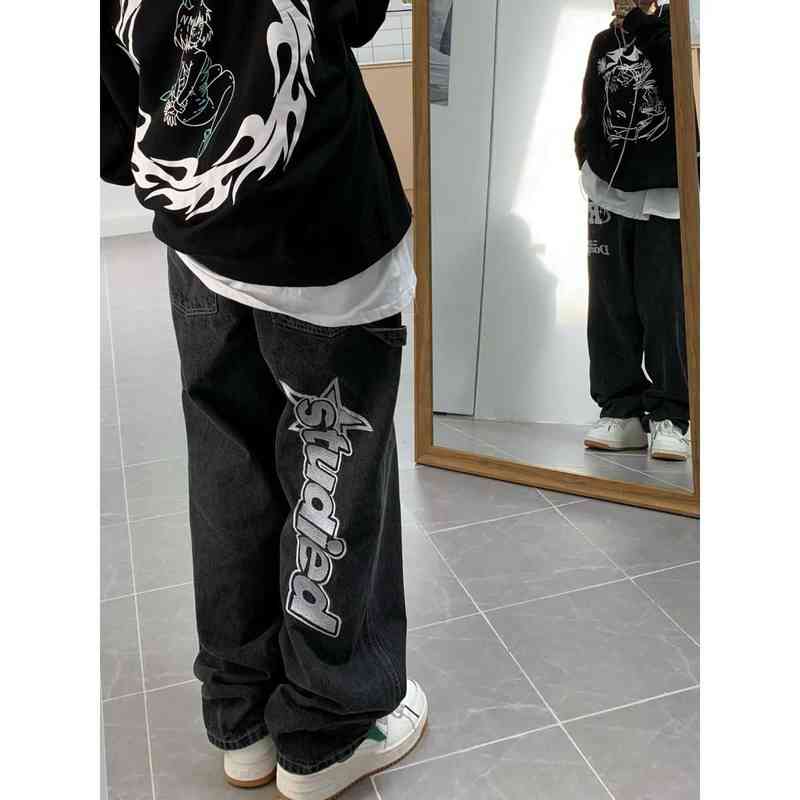 Sunny y.j. Street clothes retro fashion Pocket Jeans Women's Y2K letter embroidery high waist casual oversized straight pants T220728
Sunny y.j. Street clothes retro fashion Pocket Jeans Women's Y2K letter embroidery high waist casual oversized straight pants T220728