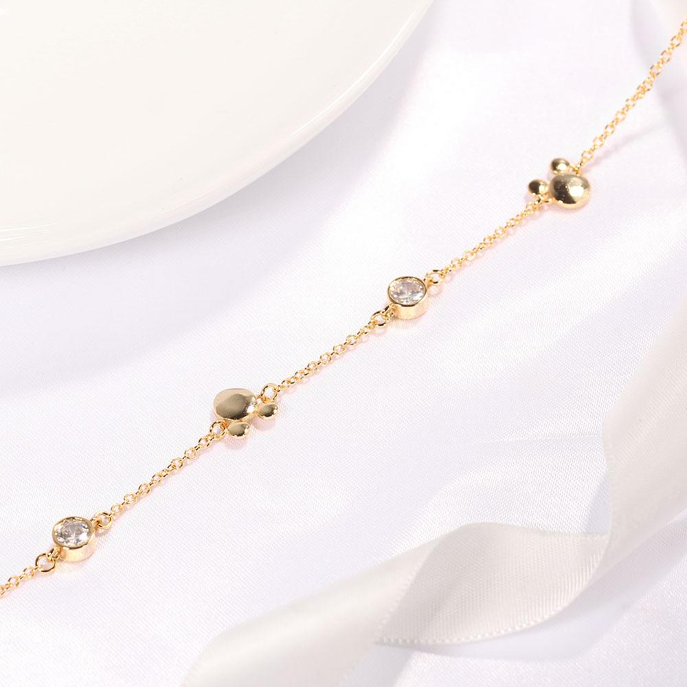 Copper Chain Mouse Charm Bracelets for Women Rose Gold New Style Girl Fashion Crystal Zircon Bracelet Jewelry Gift