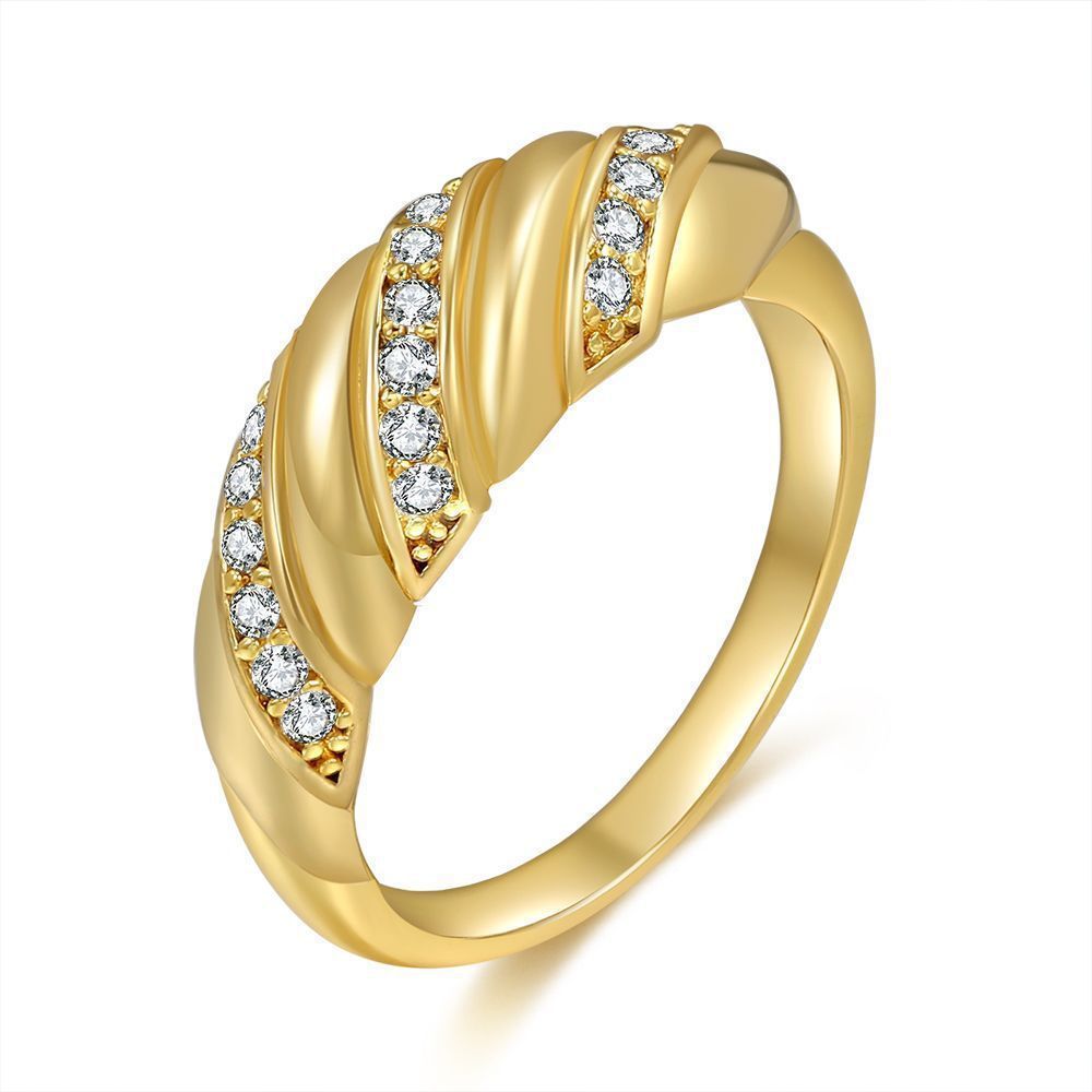 Twisted Twist Ring 18K Gold Zircon Jewelry Claw Bag Wedding Ring