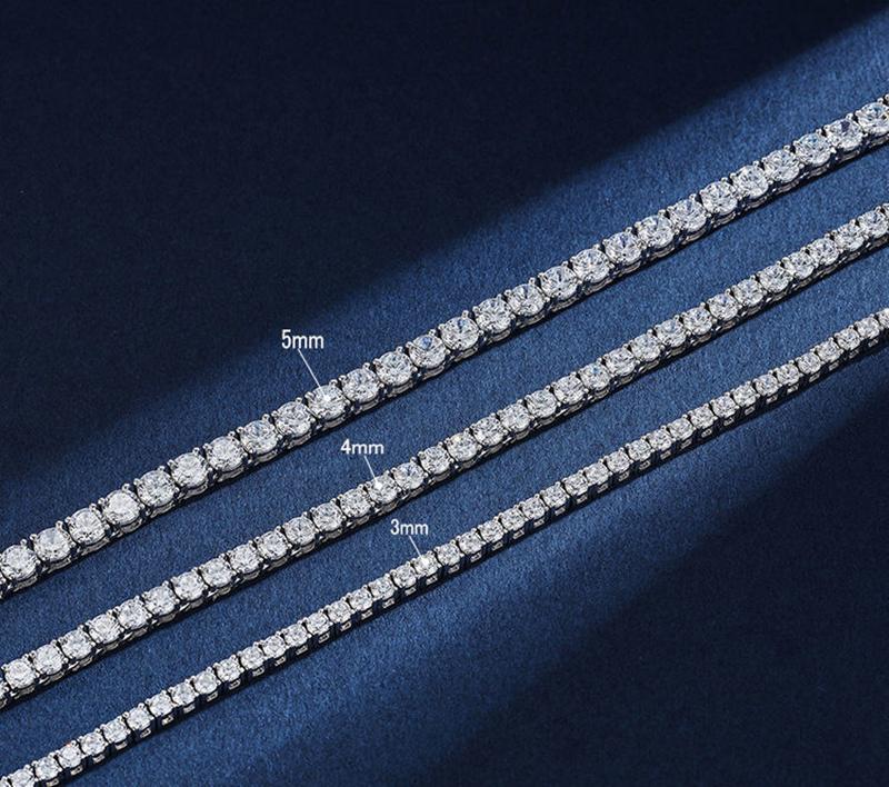 Pendant Necklaces Real 4mm With GRA Sterg Sier Moissanite Tennis Necklace Women Men Chain Fine Jewelry NecklacePendant
