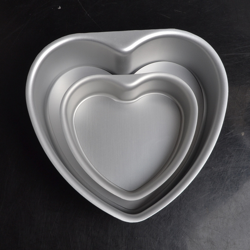 Durable Home Baking Toolset Aluminium Heart-Shaped Tins w/ Easy Release Bottoms (4, 6, 8, 10) Perfect for Decadent Dishes