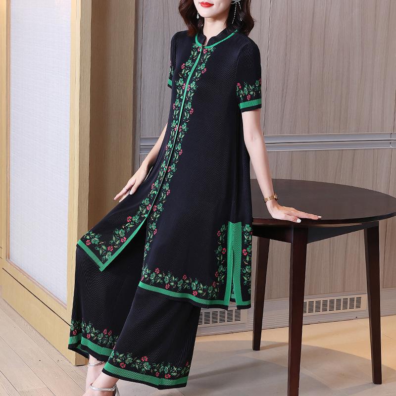 Women's Two Piece Pants Womens Peice Sets 2022 Summer Stretch Miyake Pleated Printed Patchwork Short Sleeve Long Top Pant For Female 45-75KG, Black top pant
Women's Two Piece Pants Womens Peice Sets 2022 Summer Stretch Miyake Pleated Printed Patchwork Short Sleeve Long Top Pant For Female 45-75KG, Black top pant