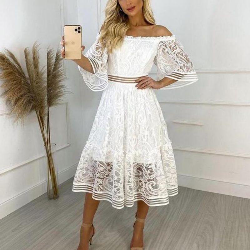 Casual Dresses CFFD-028 2022Y Arrival Offshoulder Lacework Slash Neck Sleeve Women Dress White Ruffles Party Prom
Casual Dresses CFFD-028 2022Y Arrival Offshoulder Lacework Slash Neck Sleeve Women Dress White Ruffles Party Prom