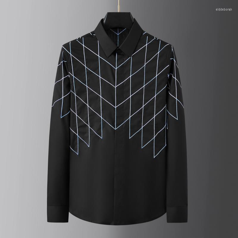 Men's Casual Shirts Minglu Spell Color Plaid Embroidery Mens Dress Luxury Long Sleeve Male Fashion Slim Fit Party Man ShirtsMen's Eldd22, Black
Men's Casual Shirts Minglu Spell Color Plaid Embroidery Mens Dress Luxury Long Sleeve Male Fashion Slim Fit Party Man ShirtsMen's Eldd22, Black