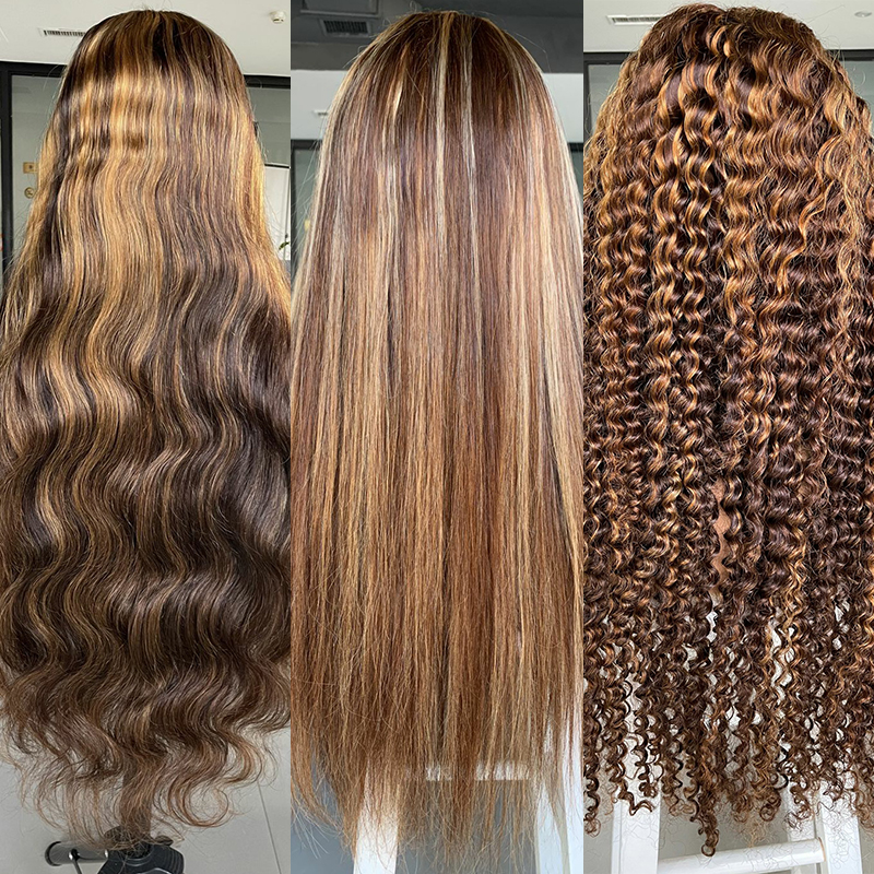 Highlight P4/27 Drawstring Straight Ponytail Human Hair Remy Brazilian Hair Extensions Pony Tail For American Women Hairpieces