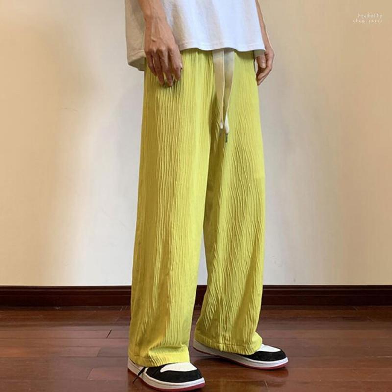Men's Pants Summer 4-color Pleated Men Fashion Casual Wide-leg Streetwear Korean Loose Straight Ice Silk Mens TrousersMen's Heat22, Green
Men's Pants Summer 4-color Pleated Men Fashion Casual Wide-leg Streetwear Korean Loose Straight Ice Silk Mens TrousersMen's Heat22, Green