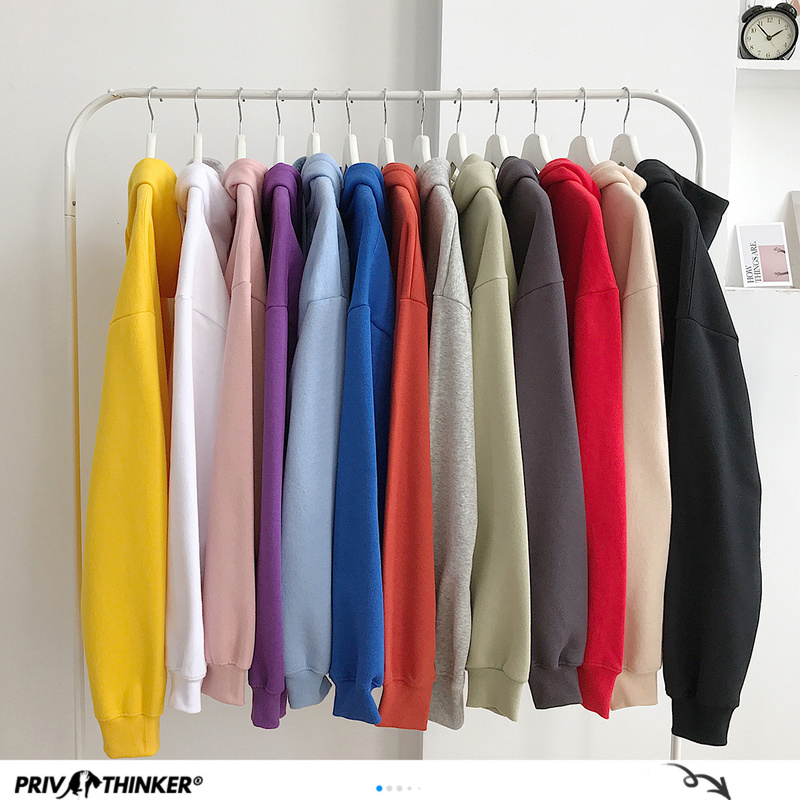Privathinker Woman's Sweatshirts Solid 12 Colors Korean Female Hooded Pullovers Thicken Warm Oversized Hoodies Women 220817