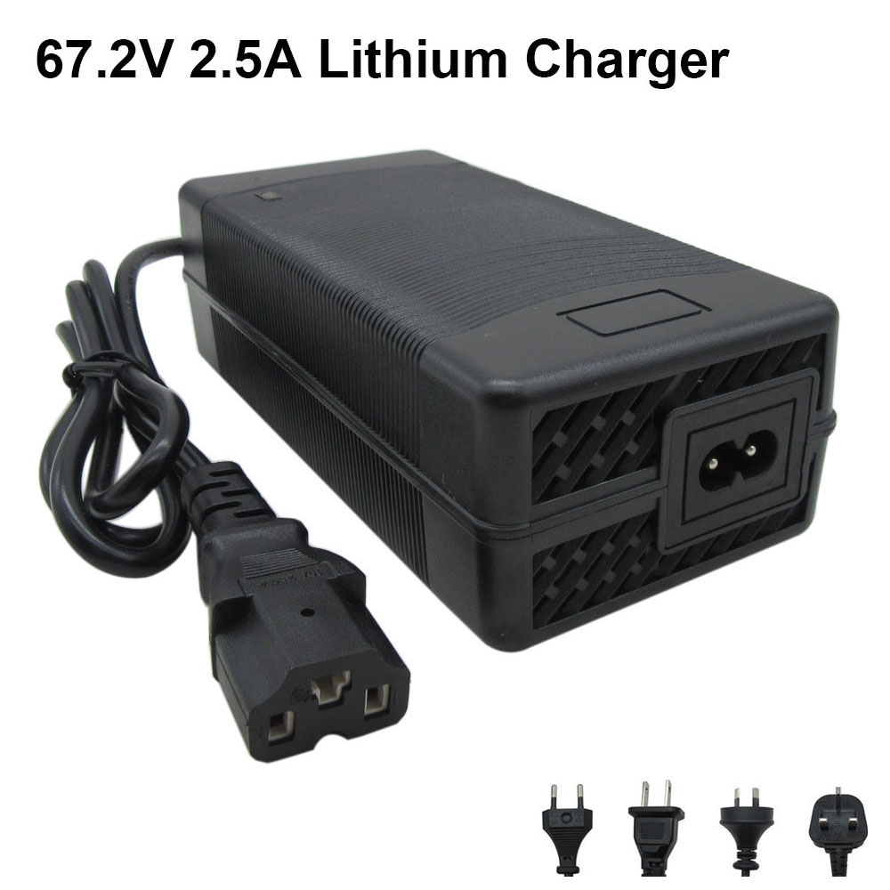 67.2V 2.5A Li-ion Ebike Charger 16S 60V 60 Volt 2A E Bike Electric Bicycle Scooter Lithium Charger T/PC/IEC 3Pin Connector
67.2V 2.5A Li-ion Ebike Charger 16S 60V 60 Volt 2A E Bike Electric Bicycle Scooter Lithium Charger T/PC/IEC 3Pin Connector