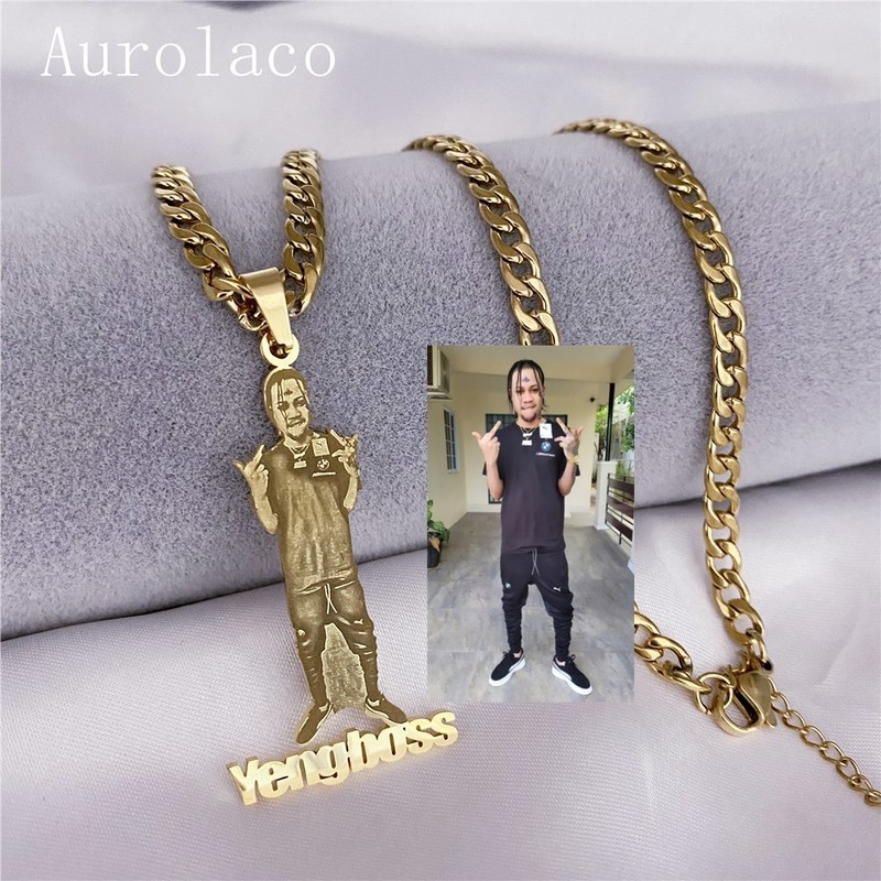 Aurolaco Po Picture Nameplate Pendant Necklace Kids Custom Memory Jewelry for Family Gifts Collar 220718