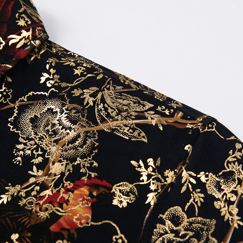 Fashion Summer Short Sleeve Mens Clothing Hawaiian Gold Bronzing Print Shirt for Men Shirts Streetwear Jerseys Dress 1012 220330