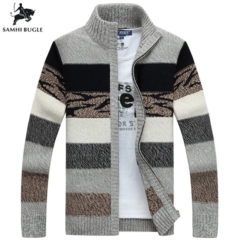 SAMHIBUGLE Knitted Sweater Men Cardigans Collar Winter Wool Sweater Fashion Cardigans Male Sweaters Coat Brand Men's Clothing 201202, Gray
SAMHIBUGLE Knitted Sweater Men Cardigans Collar Winter Wool Sweater Fashion Cardigans Male Sweaters Coat Brand Men's Clothing 201202, Gray