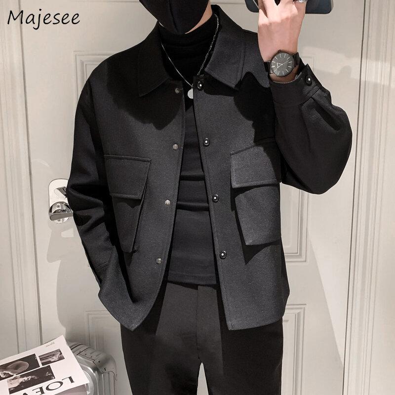 Men's Jackets Men Autumn Pockets Turn-down Collar Skinny Fashion Outwear Plus Size Streetwear Arrival BF Clothing Cazadora HombreMen's AAA