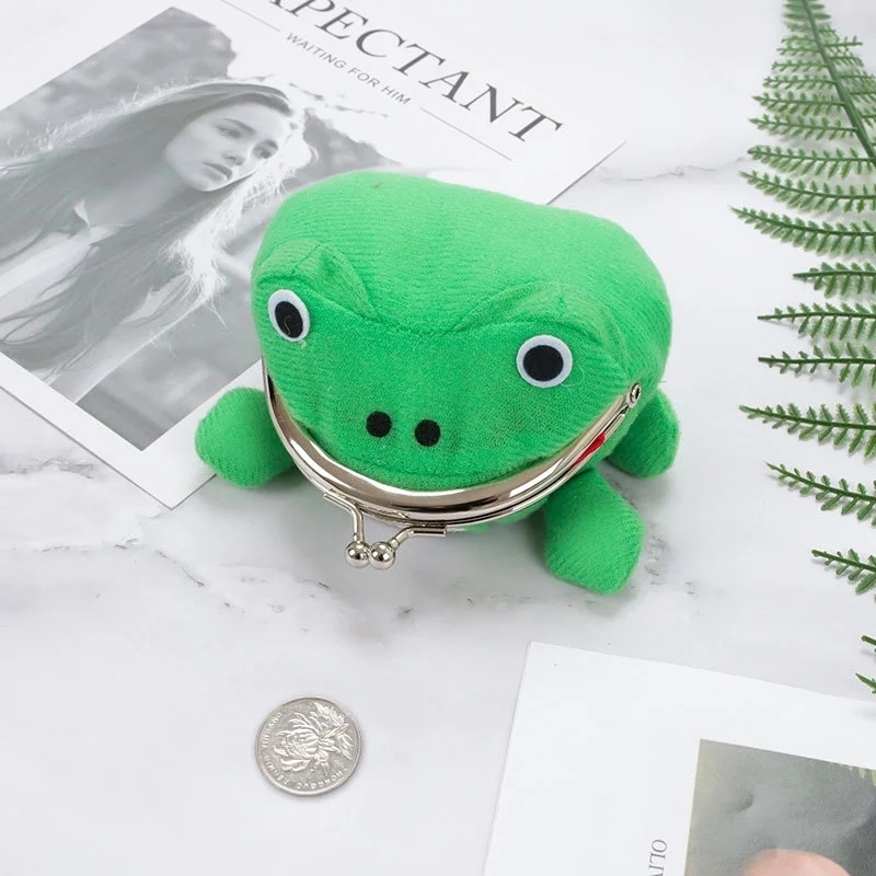 20Pcs/Lot Frog Wallet Coin Purse Keychain Anime Plush Cartoon Flannel Key Holder Cosplay Toy School Prize Wholesale 220411