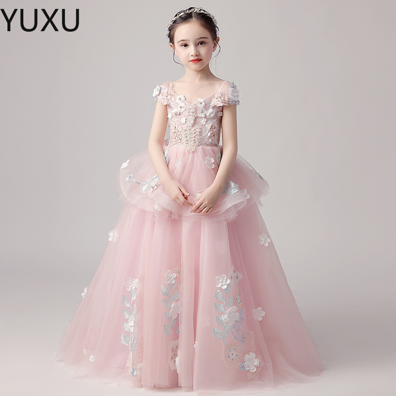 Luxurious Flower Girl Dress Long Train With Bow Bead 3D Flowers Appqulies Ball Gown Pageant dress Princess Holy Fisrst Communion party gowns, Pink
Luxurious Flower Girl Dress Long Train With Bow Bead 3D Flowers Appqulies Ball Gown Pageant dress Princess Holy Fisrst Communion party gowns, Pink