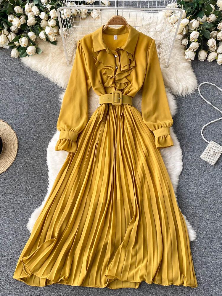 Casual Dresses Women Chiffon Dress Elegant Long Sleeve Lapel Ruffles Party Ladies High Waist Pleated Solid DressCasual, White
Casual Dresses Women Chiffon Dress Elegant Long Sleeve Lapel Ruffles Party Ladies High Waist Pleated Solid DressCasual, White