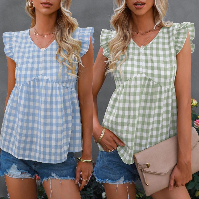Women' Blouses & Shirts Summer Fashion Plaid T-shirt Woman' Basic Tops Leisure Ladies Streetwear Solid Tees Sleeveless Thin BlousesWom, 01
Women' Blouses & Shirts Summer Fashion Plaid T-shirt Woman' Basic Tops Leisure Ladies Streetwear Solid Tees Sleeveless Thin BlousesWom, 01