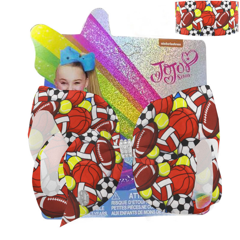 2022 NEW Large 8inch Sport Bows Baseball/Softball/Football Ribbon Hair Bow With Clip For Kids Girls Hairgrips Hair Accessories 8pcs/
