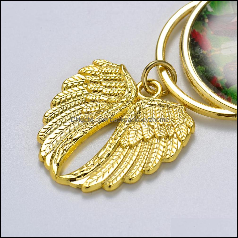 Arts And Crafts Arts Gifts Sublimation Blank Necklace With Chain Aluminum Sier Angel Wings Car Charm Po C Dhswv4302364