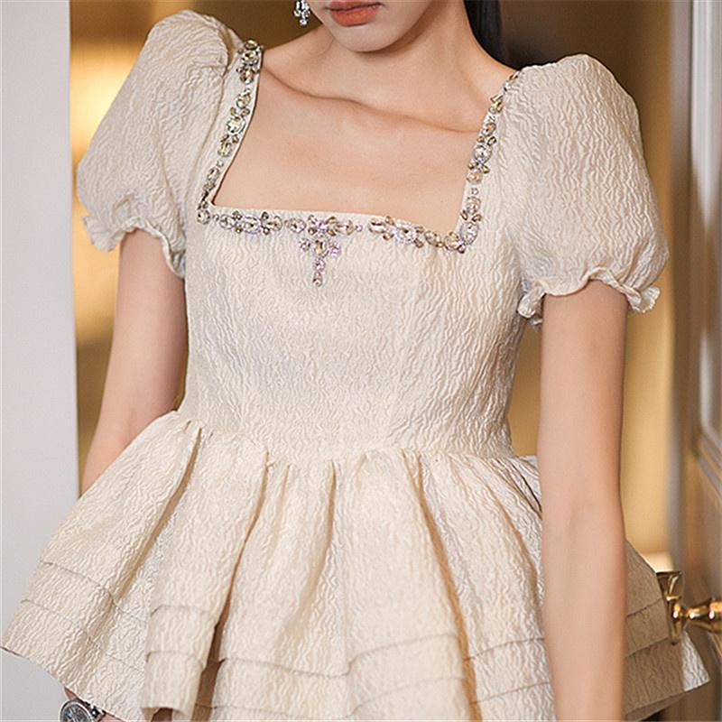 Women' Blouses & Shirts Vintage Striped Bubble Sleeve Waist Shirt T-shirt Women' Summer Nail Rhinestone Short Top 2022 TideWomen, Creamy-white
Women' Blouses & Shirts Vintage Striped Bubble Sleeve Waist Shirt T-shirt Women' Summer Nail Rhinestone Short Top 2022 TideWomen, Creamy-white